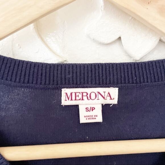 Merona Cotton Blend Navy V-Neck Pullover Sweater Size Small - Picture 5 of 5